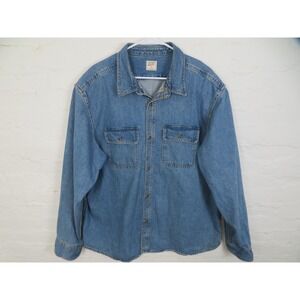 Old Navy Workwear Shirt Mens XXL Blue Denim Button Front Work Pockets Heavy